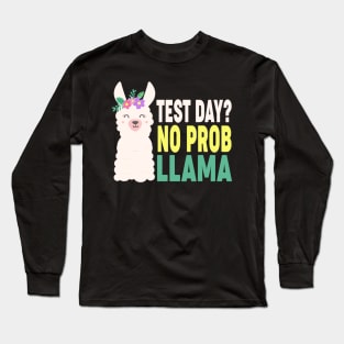 Funny Test Day tees Llama Teacher Exam T-Shirt Llama Gift Long Sleeve T-Shirt